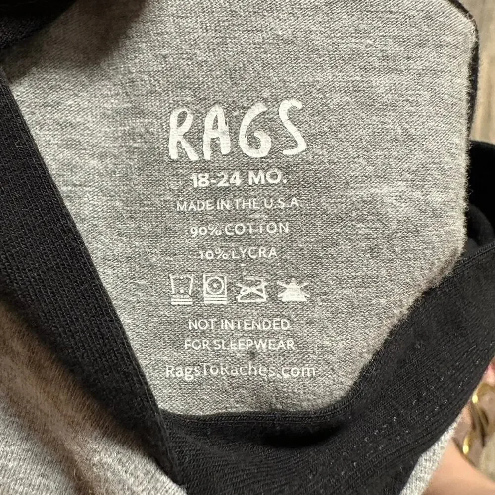 RAGS Gray Black One-Piece Romper 18-24 MO. Sleeveless Hooded Cotton Lycra